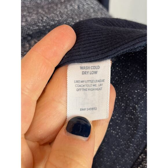 MARINE LAYER  Size XS 3/4 Sleeve Stretch Knit Side Stripe Mini Dress Marled Blue - Picture 6 of 7